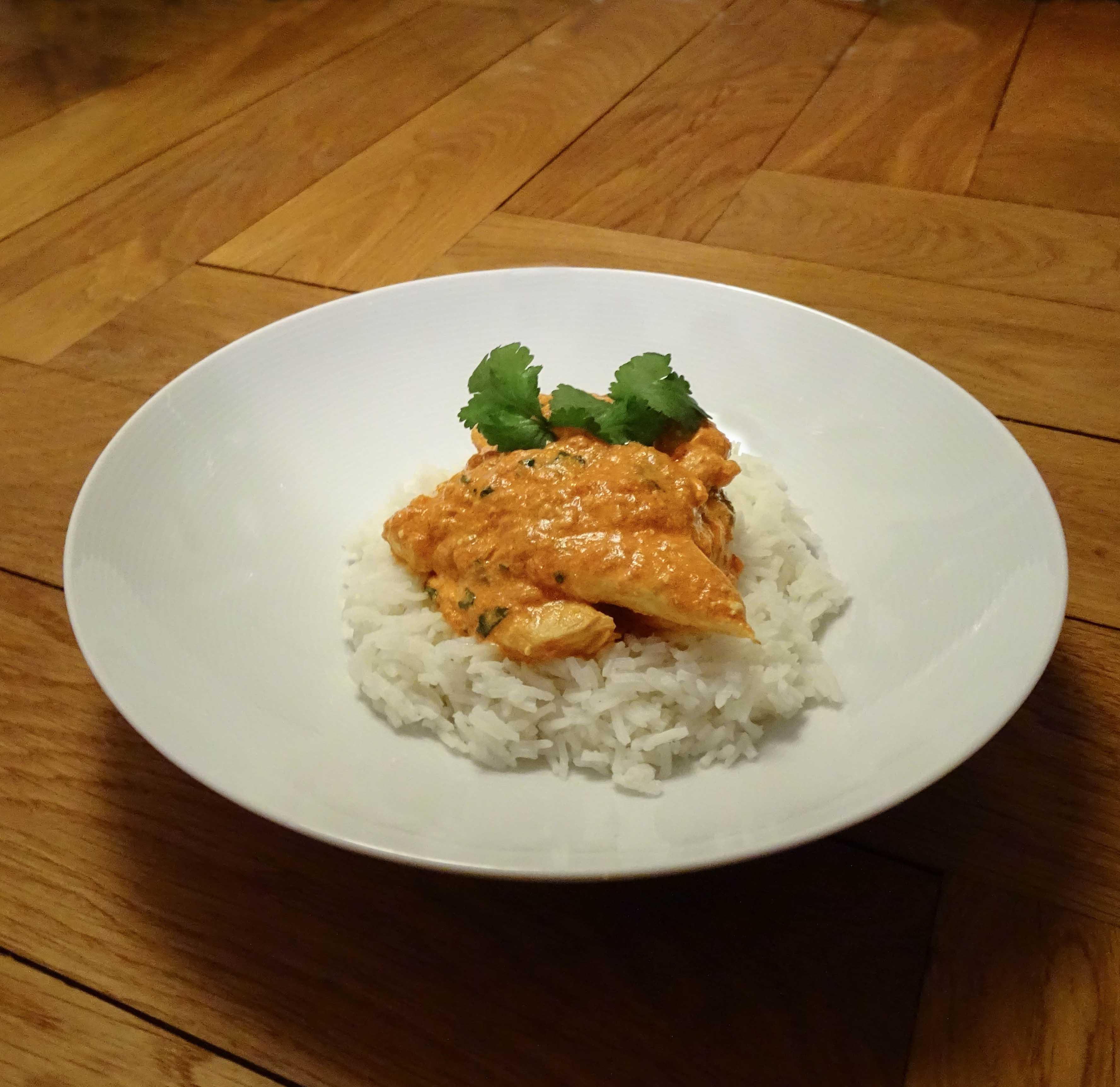 Une recette de poulet tikka sur son riz basmati